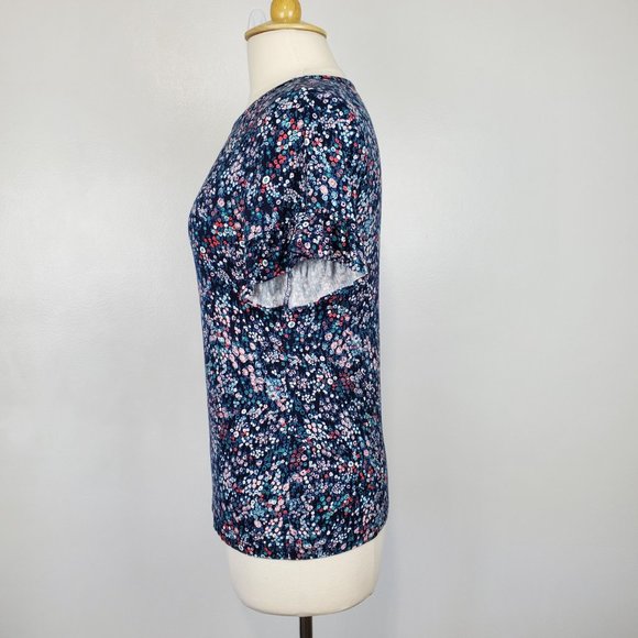 LOFT Outlet Soft Stretchy Ditsy Floral Short Ruffle Sleeve Top, Size M - Picture 5 of 12